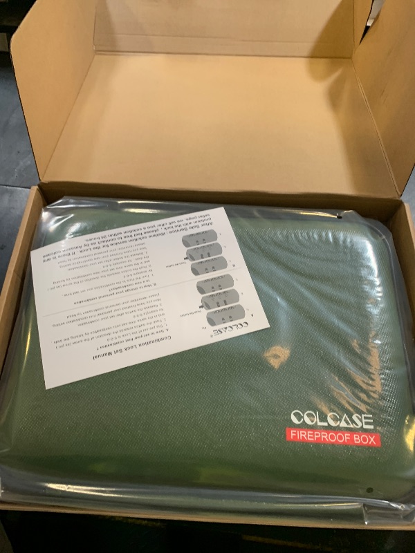 Photo 1 of COLCASE Fireproof Document Folder, Hard Fireproof Waterproof Document Box with Lock Creative Hard-Shell Design Fireproof Document Box for Important Documents Certificates Laptop Passports Green