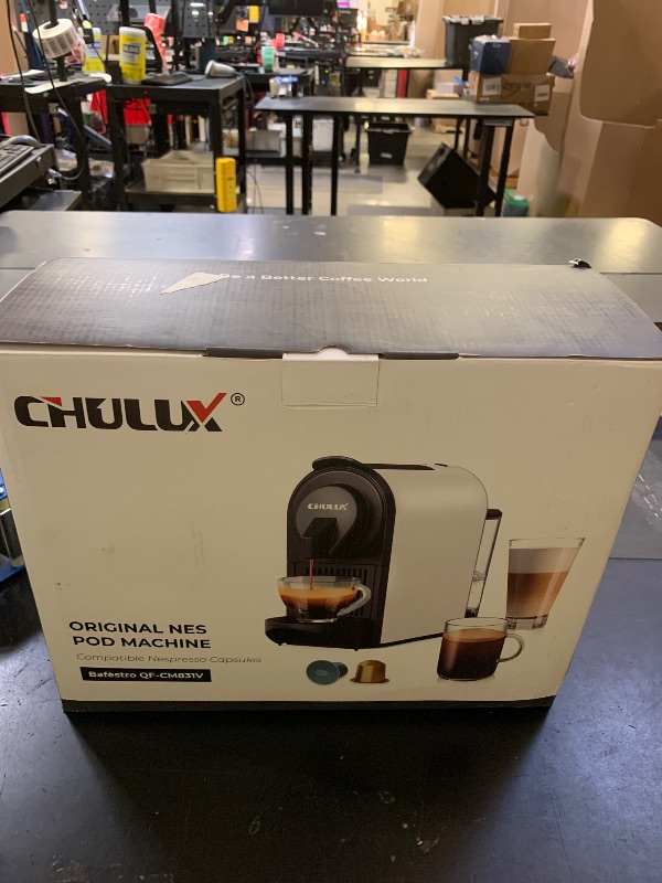 Photo 1 of CHULUX Compact Espresso Machine, 20 Bar Single Serve Coffee Maker, Dual Brew Sizes for Espresso and Lungo, 1400W Rapid Brewing, Mystic Gray (Upgrade Model)