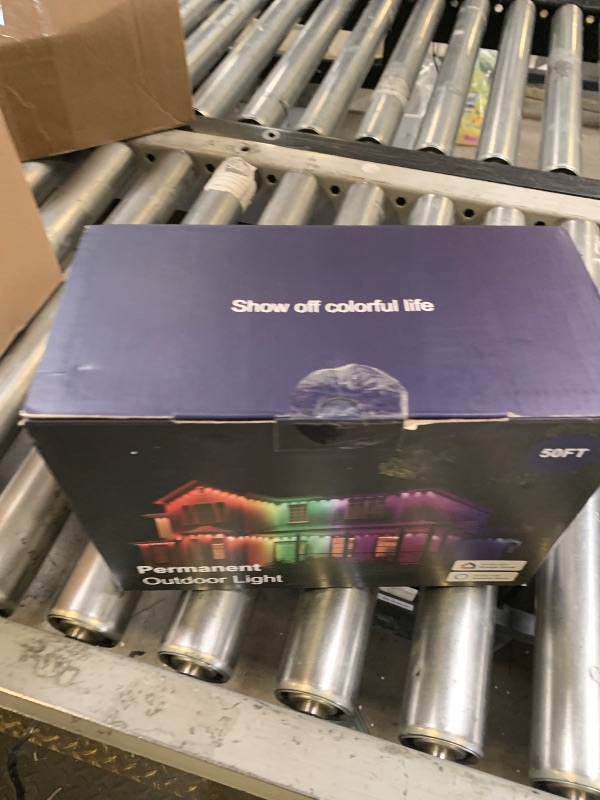 Photo 1 of HUTAKUZE Permanent Outdoor Lights, 50ft RGB Outdoor Christmas Lights with 30 LED Light, IP67 Waterproof LED Eaves Light, DIY Scene Modes for Halloween Decor, Smart APP & Remote Control