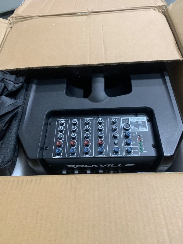 Photo 1 of Rockville Titan MIX12A 3200W Peak 12-Inch Powered Column Array PA System with Subwoofer, 8-Channel Mixer, Bluetooth Audio, DSP, Travel Bags