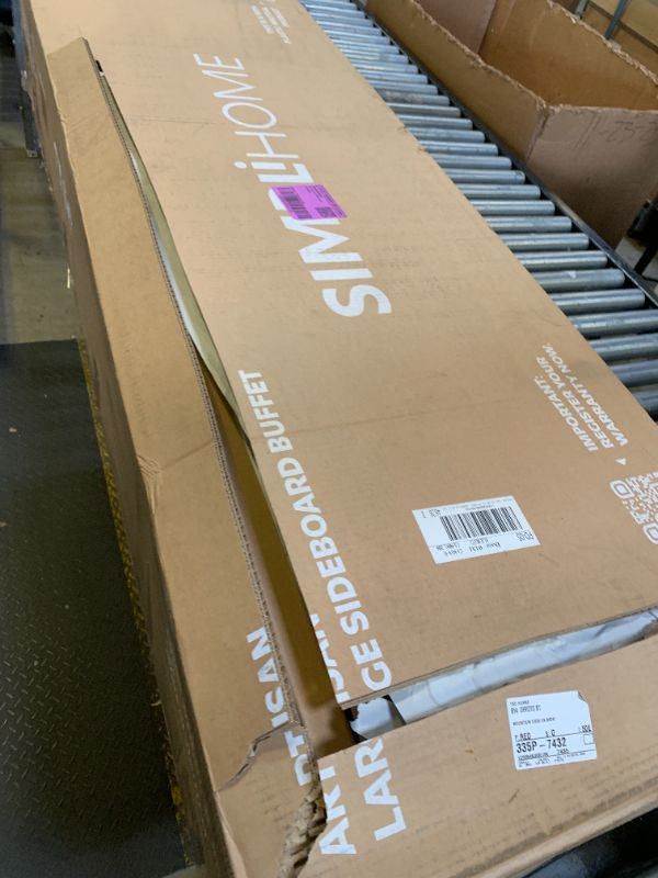 Photo 1 of SIMPLIHOME Artisan Buffet - 60 inch Wide Solid Wood 3-Door Sideboard Buffet in Russet Brown, Contemporary Storage Cabinet for Dining Room or Kitchen with Adjustable Shelves and Bronze Hardware