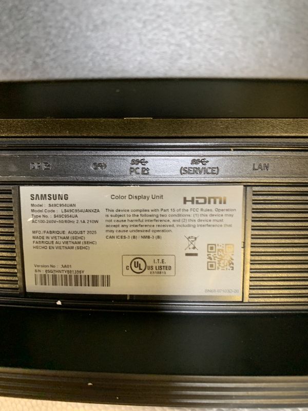 Photo 1 of Samsung 49” Business Curved Ultrawide Dual QHD Computer Monitor, USB-C, DisplayPort, HDMI, 120Hz, VESA DisplayHDR 400, Built-in Speakers, Height Adjustable Stand, Eye Care, LS49C954UANXZA, 2024