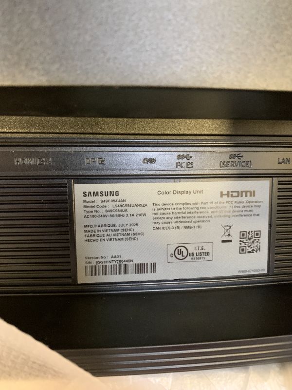 Photo 1 of Samsung 49” Business Curved Ultrawide Dual QHD Computer Monitor, USB-C, DisplayPort, HDMI, 120Hz, VESA DisplayHDR 400, Built-in Speakers, Height Adjustable Stand, Eye Care, LS49C954UANXZA, 2024