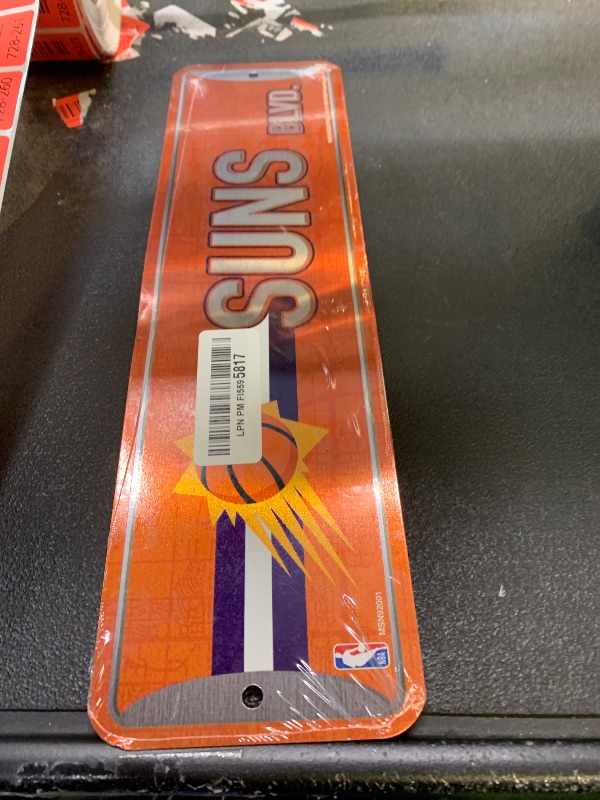 Photo 1 of Rico Industries NBA Phoenix Suns Home Décor Metal Street Sign (4" x 15") - Great for Home, Office, Bedroom, & Man Cave - Made,Silver