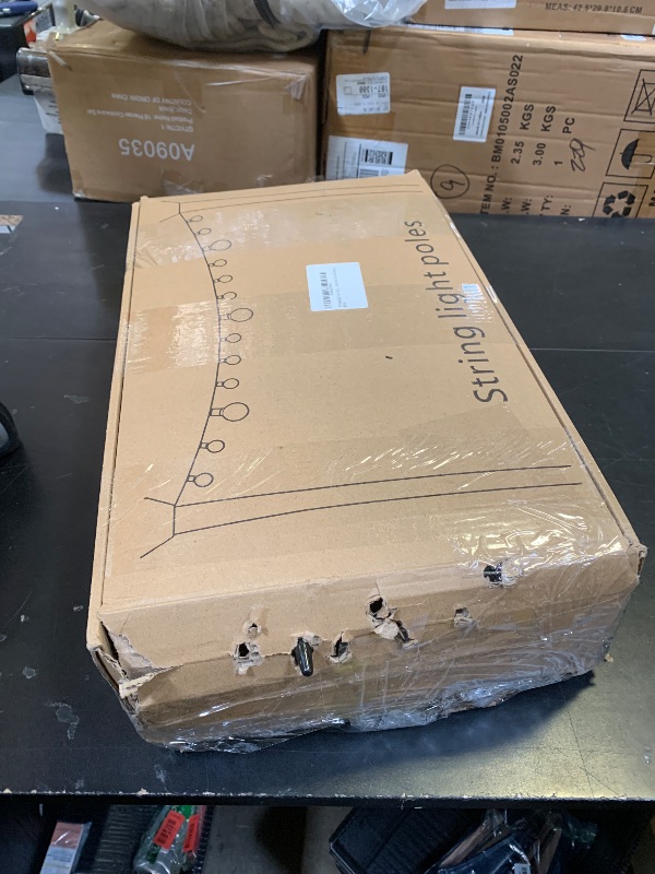 Photo 1 of 10Ft String Light Poles 4 Pack,Light Poles for Outside Lights,Outdoor with Fence Brackets Hanging Lights,Metal Stand Deck Patio Backyard