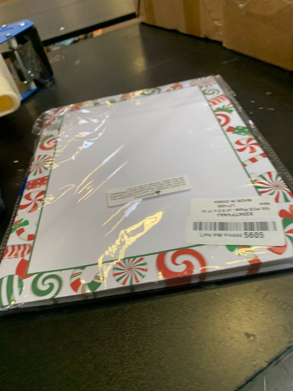 Photo 1 of 100 PCS Peppermint Party Christmas Holiday Letterhead Christmas Candy Cane Border Computer Paper Stationery Paper for Note Letters to Santa Holiday Printer Papers Invitations Office School 8.5 x 11 In