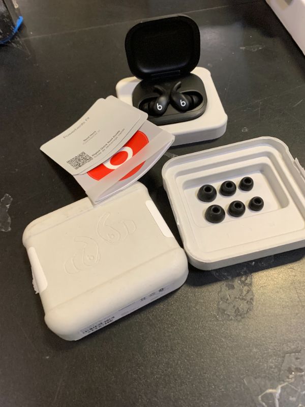 Photo 1 of Beats Powerbeats Fit - Wireless Noise Cancelling Workout Earbuds with Secure-Fit Wingtips, Up to 30-Hour Battery Life, Sweat & Water Resistant, Apple & Android Compatible - Jet Black