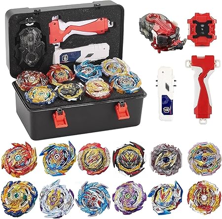 Photo 1 of Bey Battle Burst Gyro Blade Toy Set Gift with Portable Box 12 Spinning Tops 2 Two-Way Launcher Metal Fusion Attack Top Battling Game Gift for Boys Children Kids