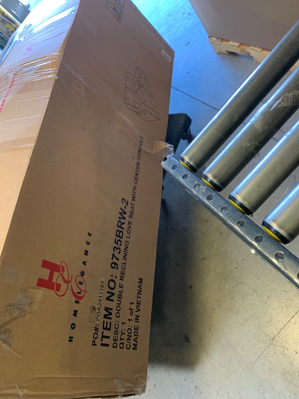 Photo 1 of Lexicon Home Theater Seating, Manual Gliding Reclining Loveseat with Center Console, Cup Holders, 2-Seat Dual Loveseat Recliner for Living Room, Two-Tone Brown?