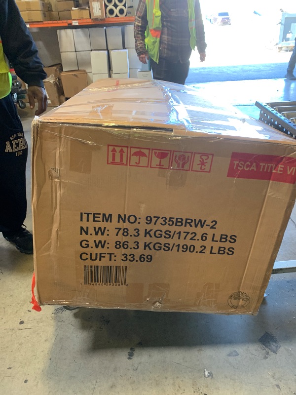 Photo 1 of Lexicon Home Theater Seating, Manual Gliding Reclining Loveseat with Center Console, Cup Holders, 2-Seat Dual Loveseat Recliner for Living Room, Two-Tone Brown?