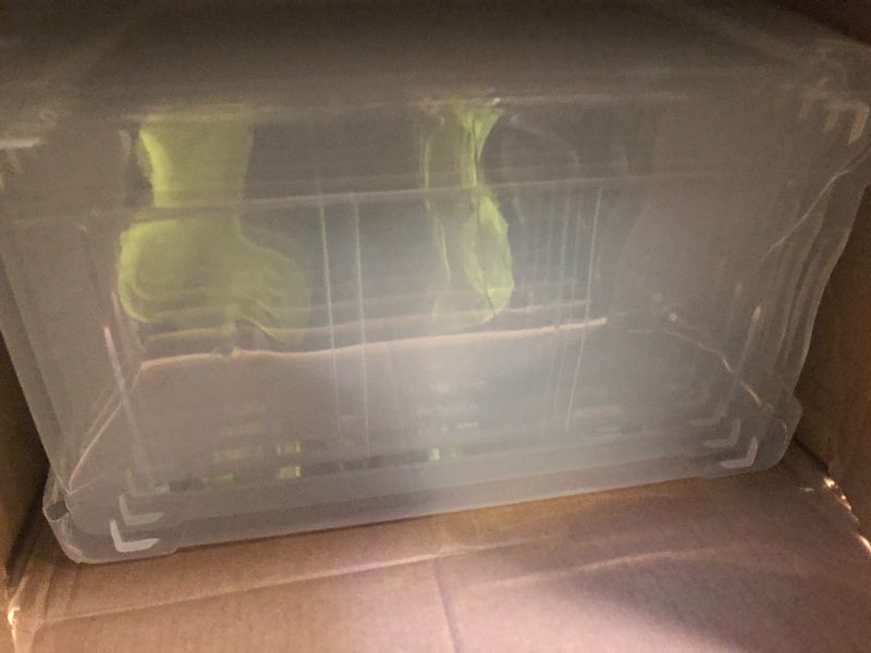 Photo 1 of IRIS USA 72 Qt Stackable Plastic Storage Bins with Lids, 6 Pack - BPA-Free, Made in USA - See-Through Organizing Solution, Latches, Durable Nestable Containers, Secure Pull Handle - Clear