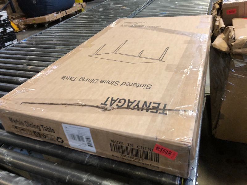 Photo 1 of 46" Sintered Stone Dining Table, Modern Horse Belly Type White Kitchen Table with Sturdy Metal Legs, Durable & Scratch-Resistant Surface for Dining Room/Kitchen/Office?Chairs not Included? (46 inch)