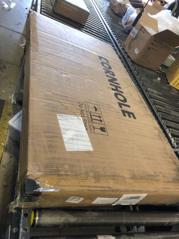 Photo 1 of Cornhole Set, Regulation Size Cornhole Boards with 8 Bean Bags and Carrying Case, 4 ft x 2 ft Corn Hole Outdoor Game Toss Board for Adults Outside Activities