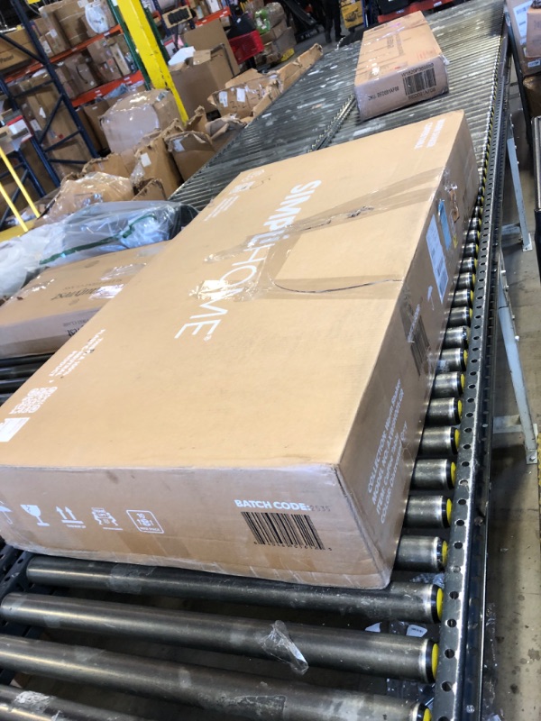 Photo 1 of SIMPLIHOME Warm Shaker Coffee Table - 48 inch Wide Solid Wood Coffee Table in Distressed Grey, Transitional Living Room Table with 2 Drawers, Open Shelf, Shaker Fronts and Tapered Legs