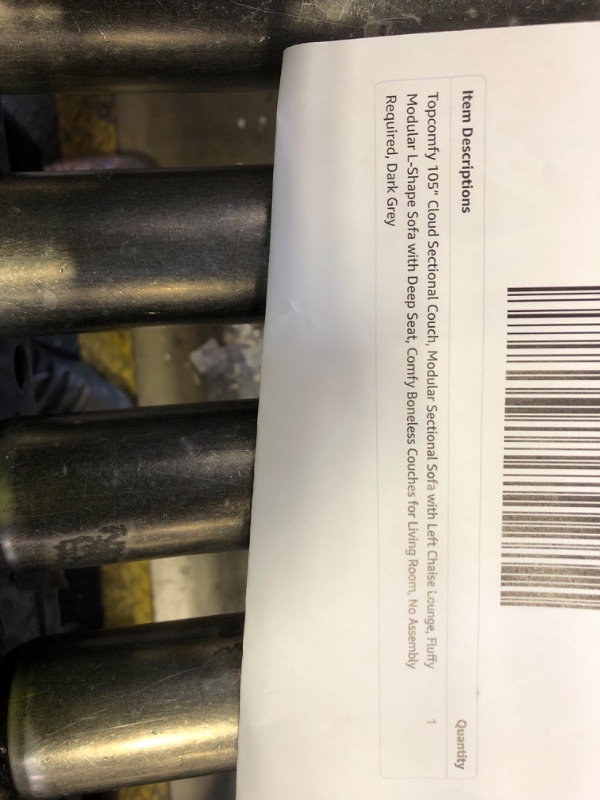 Photo 1 of Topcomfy 105” Cloud Sectional Couch, Modular Sectional Sofa with Right Chaise Lounge, Fluffy Modular L-Shape Sofa with Deep Seat, Comfy Boneless Couch for Living Room, No Assembly Required, Dark Grey