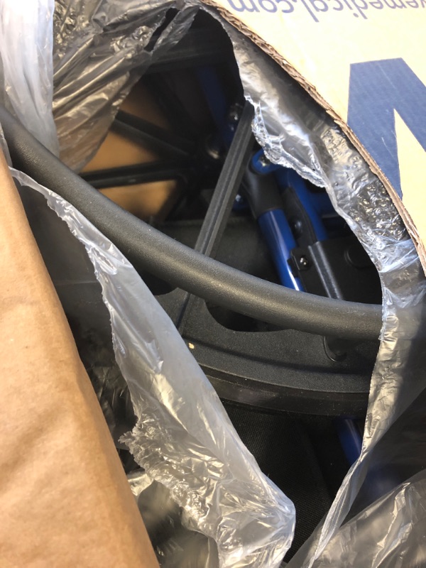 Photo 1 of Drive Medical Blue Streak Lightweight Foldable Wheelchair - Enhanced Mobility Support - Durable Construction - Padded Comfort - Swing-Away Leg Rests - Desk Arms - Blue/Black - 20 Inch Seat