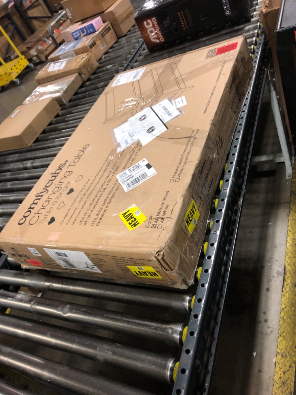 Photo 1 of Comfy Cubs Baby Changing Table - Sturdy Wood Construction, Timeless Look Baby Change Table with Two Open Shelves for Infant Daycare Essentials Storage - Natural Wood