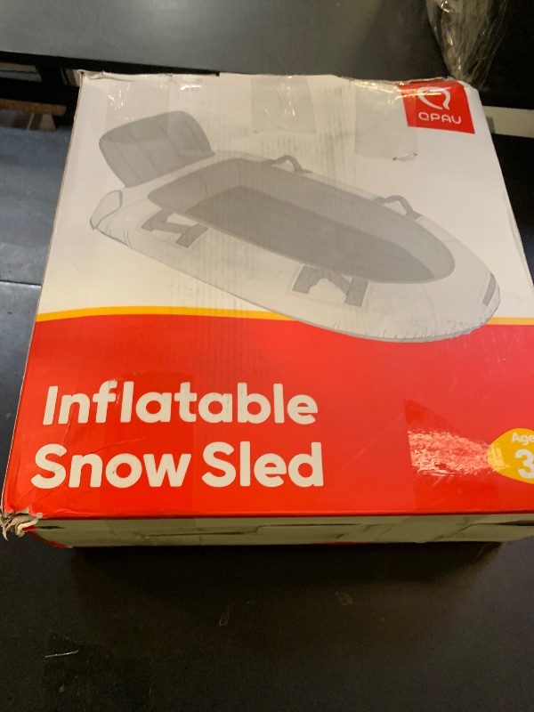 Photo 1 of QPAU Snow Sled with Premium Canvas Cover, 2 Person Inflatable Heavy Duty Snow Tube with Reinforced Handles, Snow Sleds for Kids and Adults, Winter Toboggan Outdoor Toys Gifts for Family (Red&Blue)