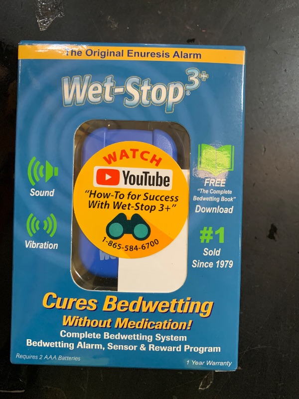 Photo 1 of Wet-Stop 3 Blue Bedwetting Enuresis Alarm with Loud Sound and Strong Vibration for Boys or Girls, Proven Solution for Bedwetters