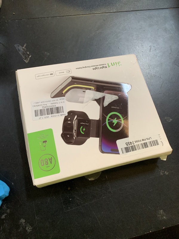 Photo 1 of 3 in 1 Foldable Charging Station for Apple Products,Wireless Charger for iPhone 17 16 15 14 13 12 Pro Max,Travel Dock Adapter&Light for iWatch Series 11 10 9 Ultra 3/2 SE 3/2,for AirPods 4 3 2 Pro 3/2