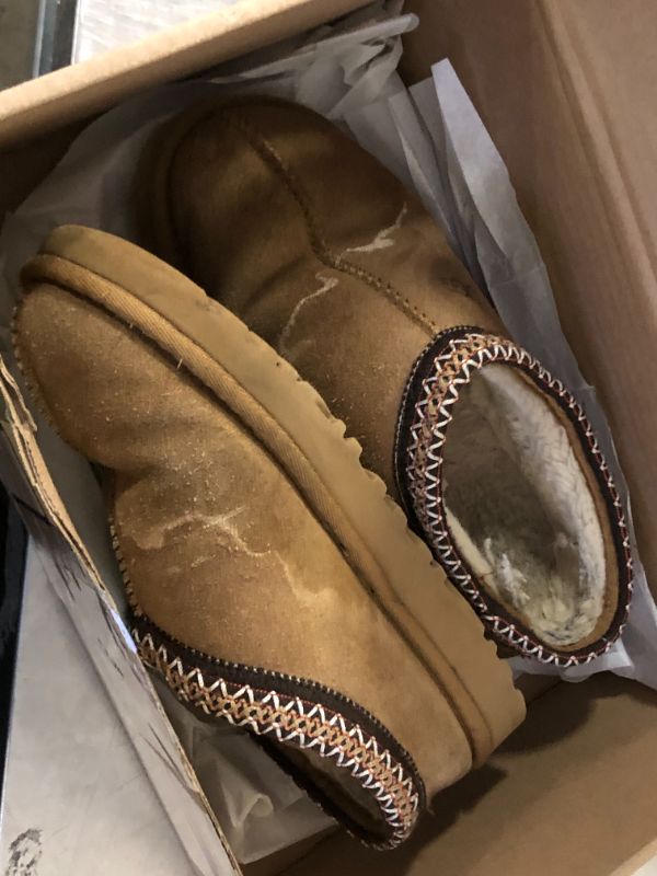 Photo 1 of **USED** bebealy Genuine Suede Fuzzy Slippers for Women Winter Warm House Shoes Cozy Mini Boots for Indoor Outdoor, Brown 39