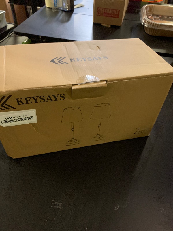 Photo 1 of keysays 2 Pack Cordless Table Lamp, Rechargeable Desk Lamp with Fabric Shade, Battery Operated Lamp 3 Color Stepless Dimming, Small Touch Bedside Lamp Home Decor for Dining, Counter (Brushed Gold)