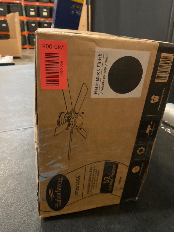 Photo 1 of Flush Mount Indoor Ceiling Fan 52-in Matte Black with Light Home Improvement Fan
