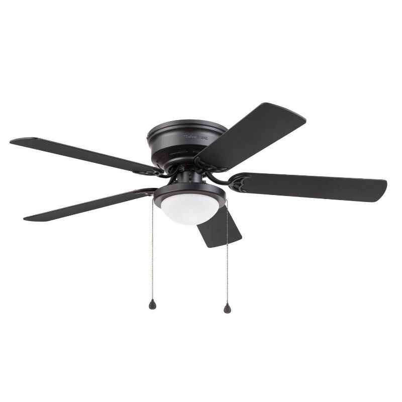 Photo 1 of Flush Mount Indoor Ceiling Fan 52-in Matte Black with Light Home Improvement Fan
