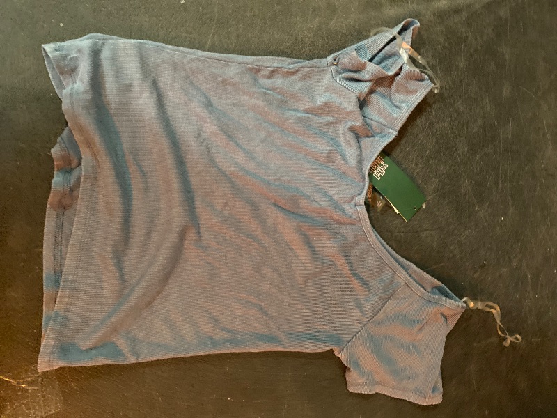 Photo 1 of M Women's Short Sleeve Double V-Neck Ribbed T-Shirt Slate Blue