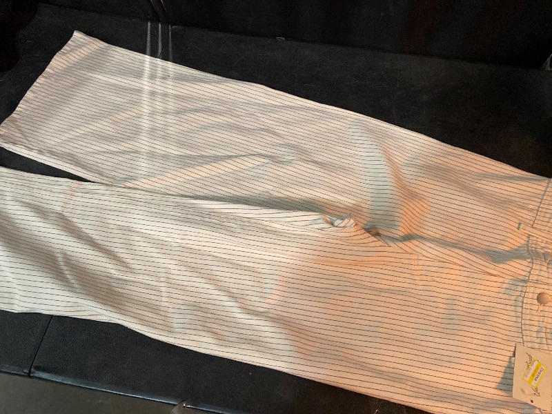 Photo 1 of 14R Women's High-Rise Sailor Wide Leg Ankle Jeans Cream Striped : Cotton Denim, Relaxed Fit