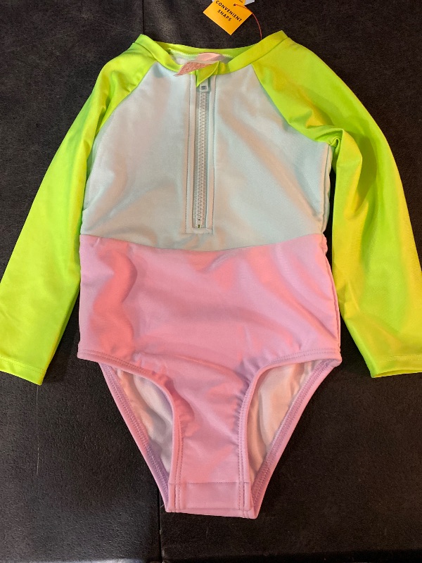 Photo 1 of 2T Toddler Girls' Long Sleeve Colorblock One Piece Swimsuit Green