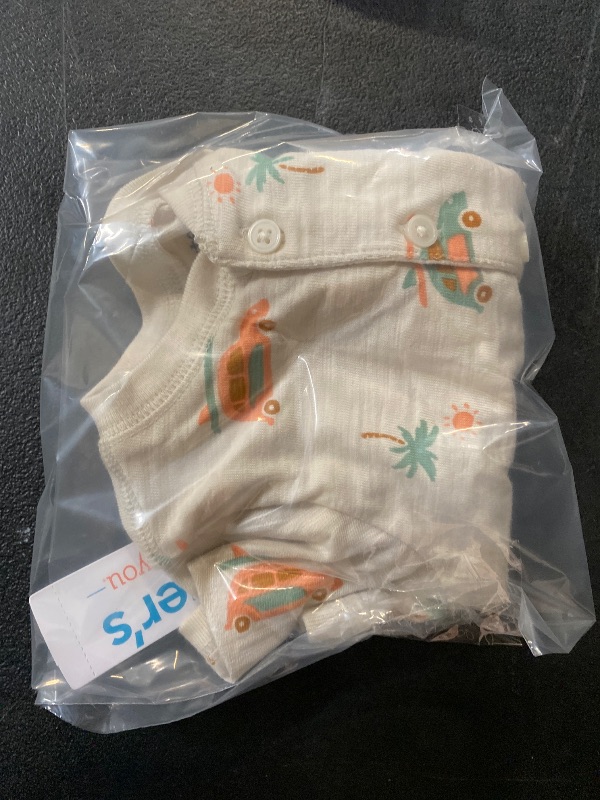 Photo 1 of 12M Carter's Baby Boys' Van Romper - Khaki : Cotton, Front Button, Crotch Snap