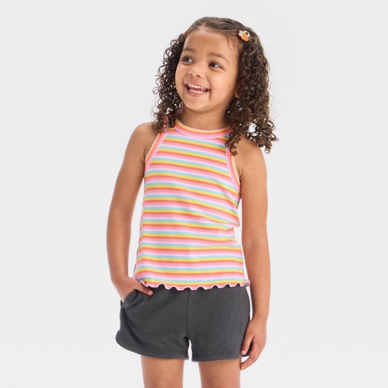 Photo 1 of 2T Toddler Girls' Striped Ribbed T-Shirt