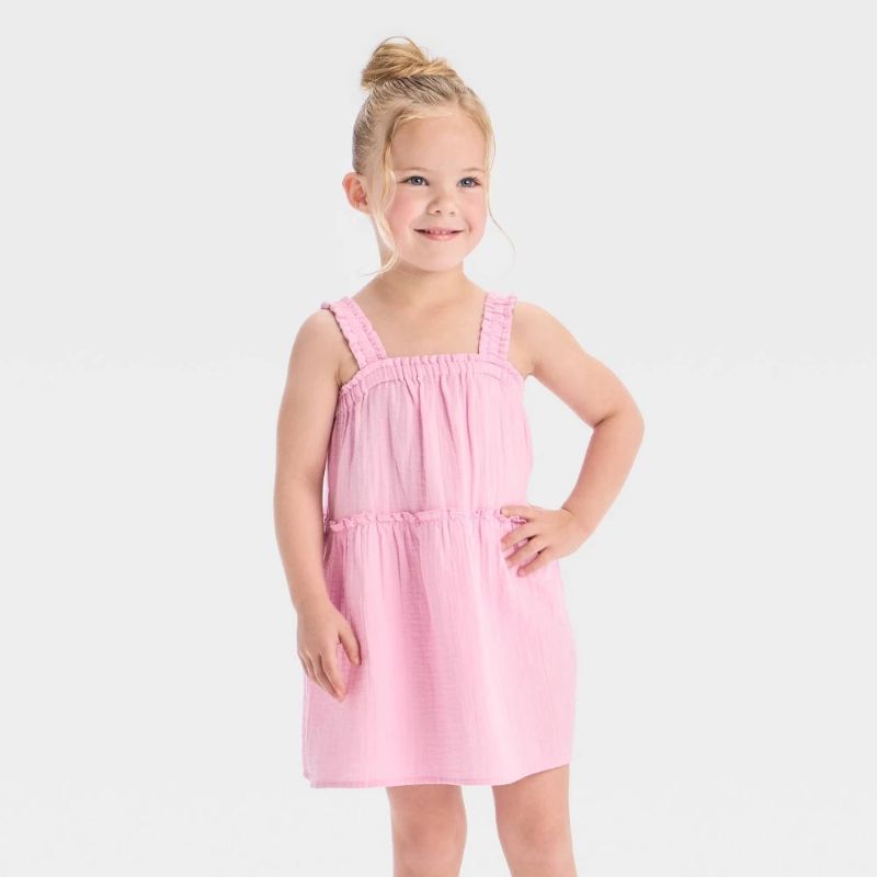 Photo 1 of 4T Toddler Girls' Solid Tank Gauze Dress Light Purple