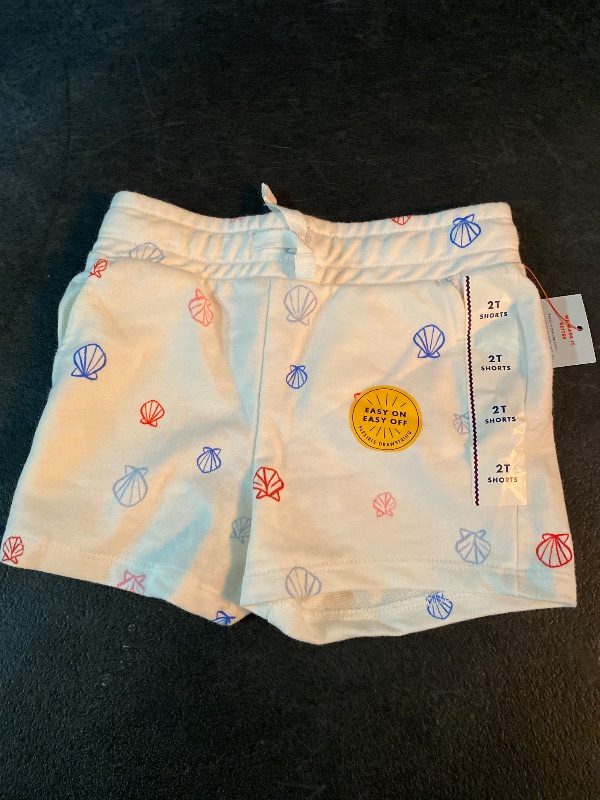 Photo 1 of 2T Toddler Girls' Seashell Shorts Off-White: Elastic Waist, French Terry