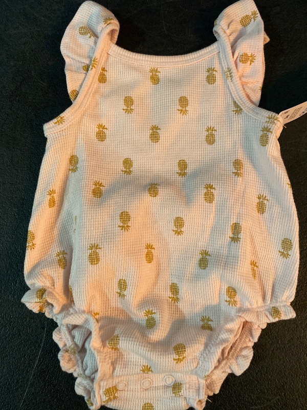 Photo 1 of 3M Carter's Baby Girls' Pineapple Textured Romper - Pink: Flutter Sleeve, Snap Closure