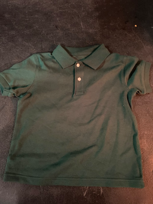 View 2 of 4T Toddler Boys' Short Sleeve Interlock Uniform Polo Shirt Dark Green
