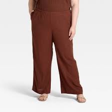 Photo 1 of M Women's Mid-Rise Wide Leg Linen Pull-On Pants Brown