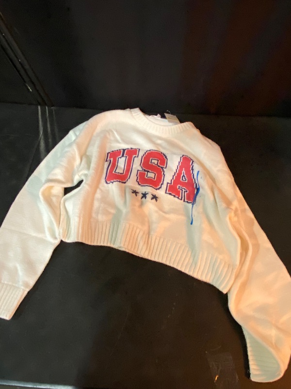 Photo 1 of L Women's USA Graphic Sweater - Off-White