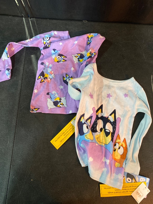 Photo 1 of 4T Toddler Girls' 4pc Bluey Cotton Long Sleeve Pajama Set - Blue/Purple