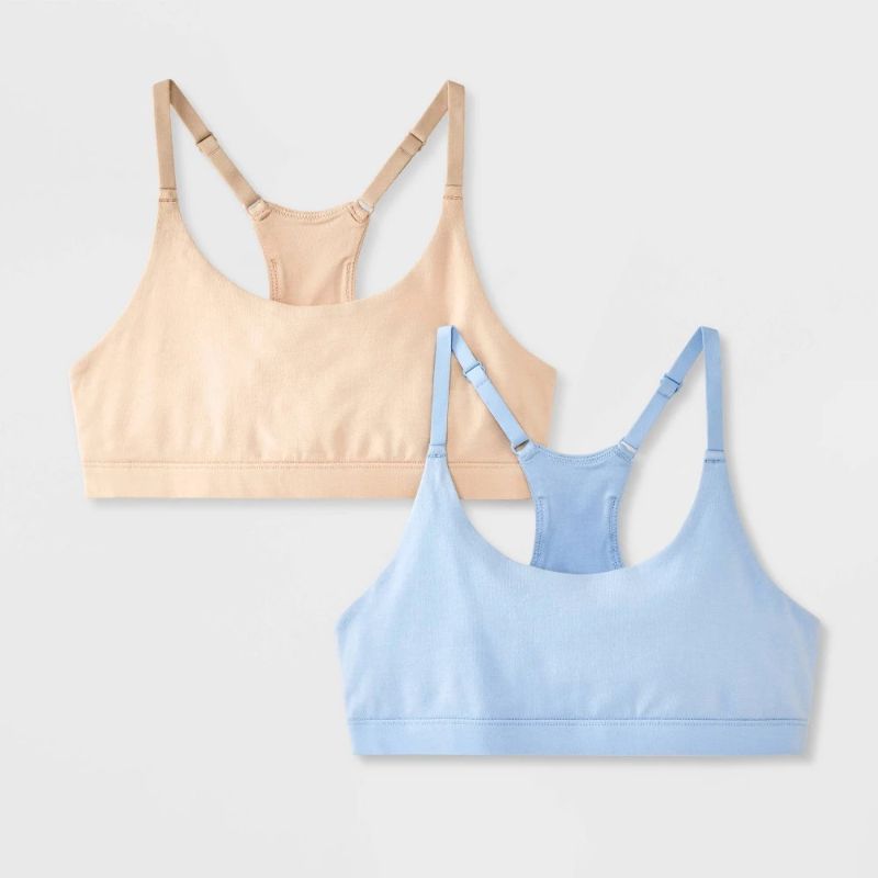 Photo 1 of M Girls' 2pk Soft Cup Bralette Beige/Blue
