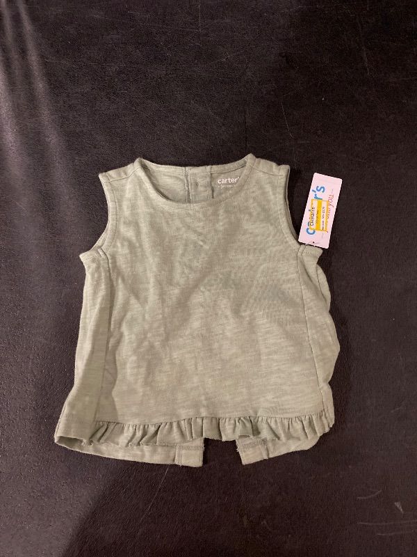 Photo 1 of 18M Carter's  Baby Girls' Floral Top & Bottom Set - Green/Blue: Cotton Sleeveless Tunic & Shorts