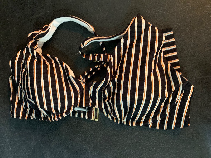 Photo 1 of 36DD Women's Striped Ribbed Demi Underwire Bikini Top Multi