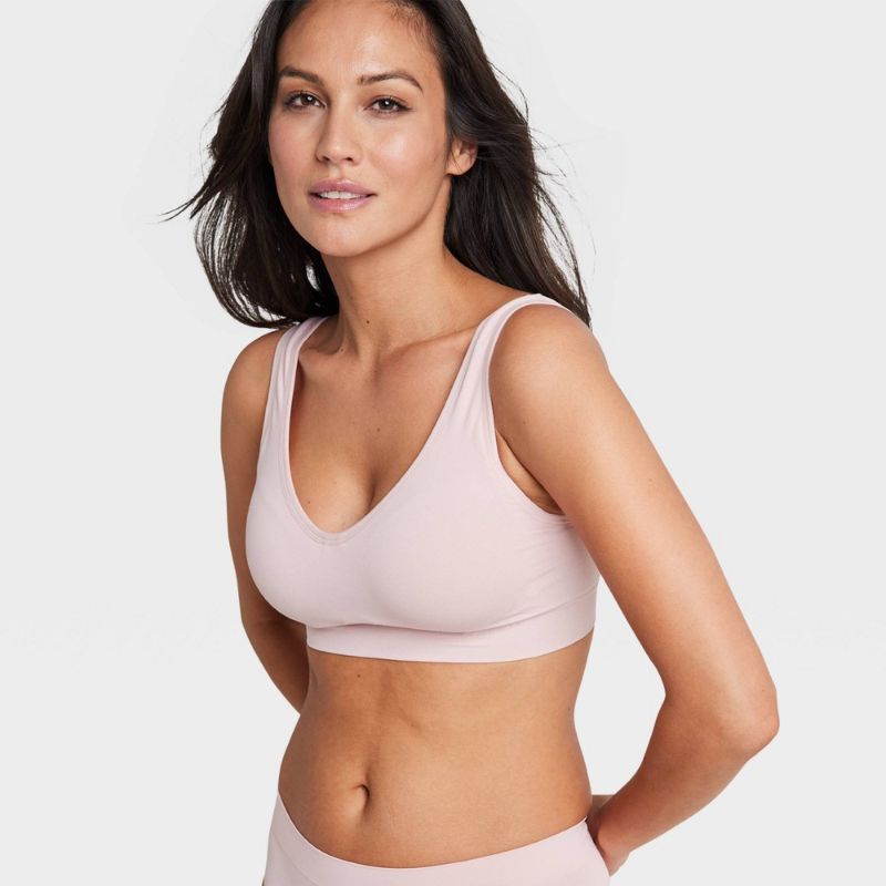 Photo 1 of M Women's Back Smoothing Bralette - Pink Haze Wireless, Solid Knit, Medium, Pullover Style