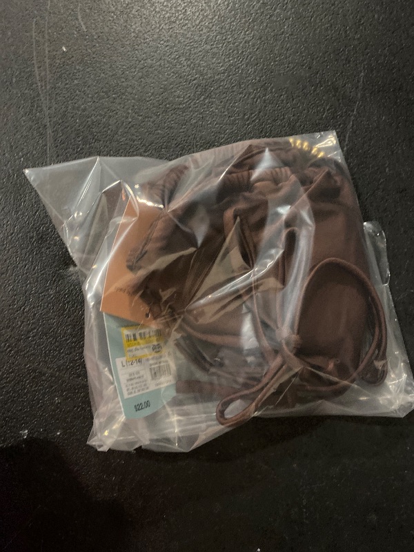 Photo 1 of L Women's High Shine Triangle Bikini Top Brown Nylon Spandex, Removable Cups, Tie Closure