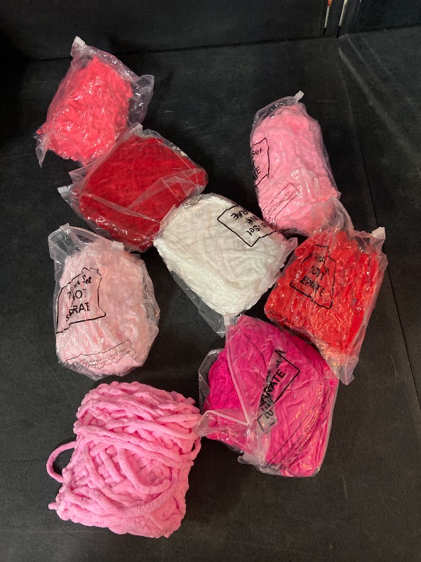 Photo 1 of Buryeah 8 Pack Chunky Chenille Yarn for Crocheting Soft Thick Fluffy Yarn for Hand Knitting Bulky Velvet Blanket Plush for Weaving DIY Crafts Each 3.5 oz 55 Yards (Pink Series)
