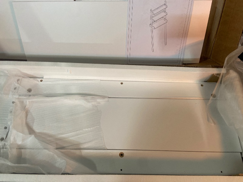 Photo 1 of BARNUT Over The Toilet Storage Ladder, Freestanding 3-Tier Bathroom Storage Rack, Space-Saving Organizer Behind Toilet, White Engineered Wood
