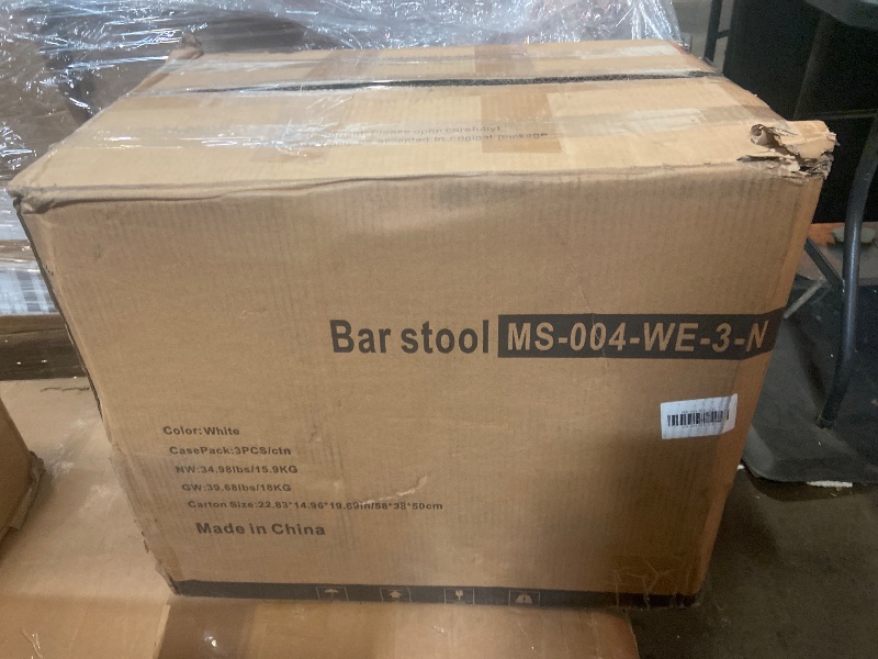 Photo 1 of Cozyman Bar Stools Set of 3, Barstools with Sturdy Wood Legs, Saddle Seat Counter Height Bar Stools for Kitchen Counter, Bar, Dining, 21inch Farmhouse Counter Stools, Beige Fabric
