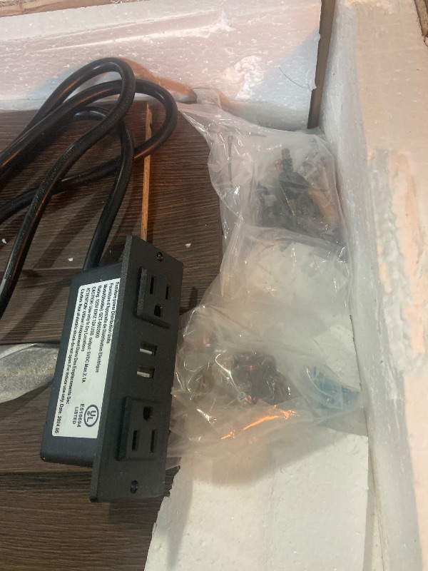 Photo 1 of MINCETA Nightstand with Charging Station, Wood Storage End Table with 2 Drawers & Open Shelf, Modern Bedside Table with USB Ports and AC Outlets for Bedroom, Living Room, Espresso