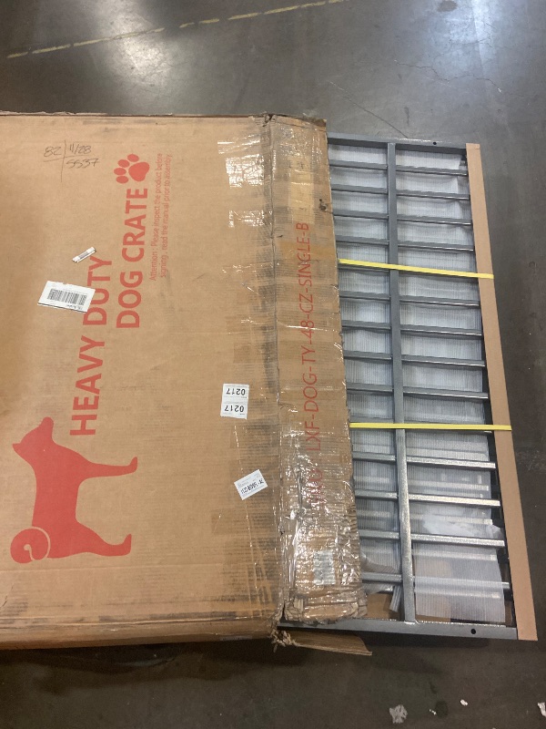 Photo 1 of 47 Inch Heavy Duty Dog Kennel Strong Metal Dog Cage Pet Crate for Medium and Large Dogs with Four Lockable wheels, Removable Tray